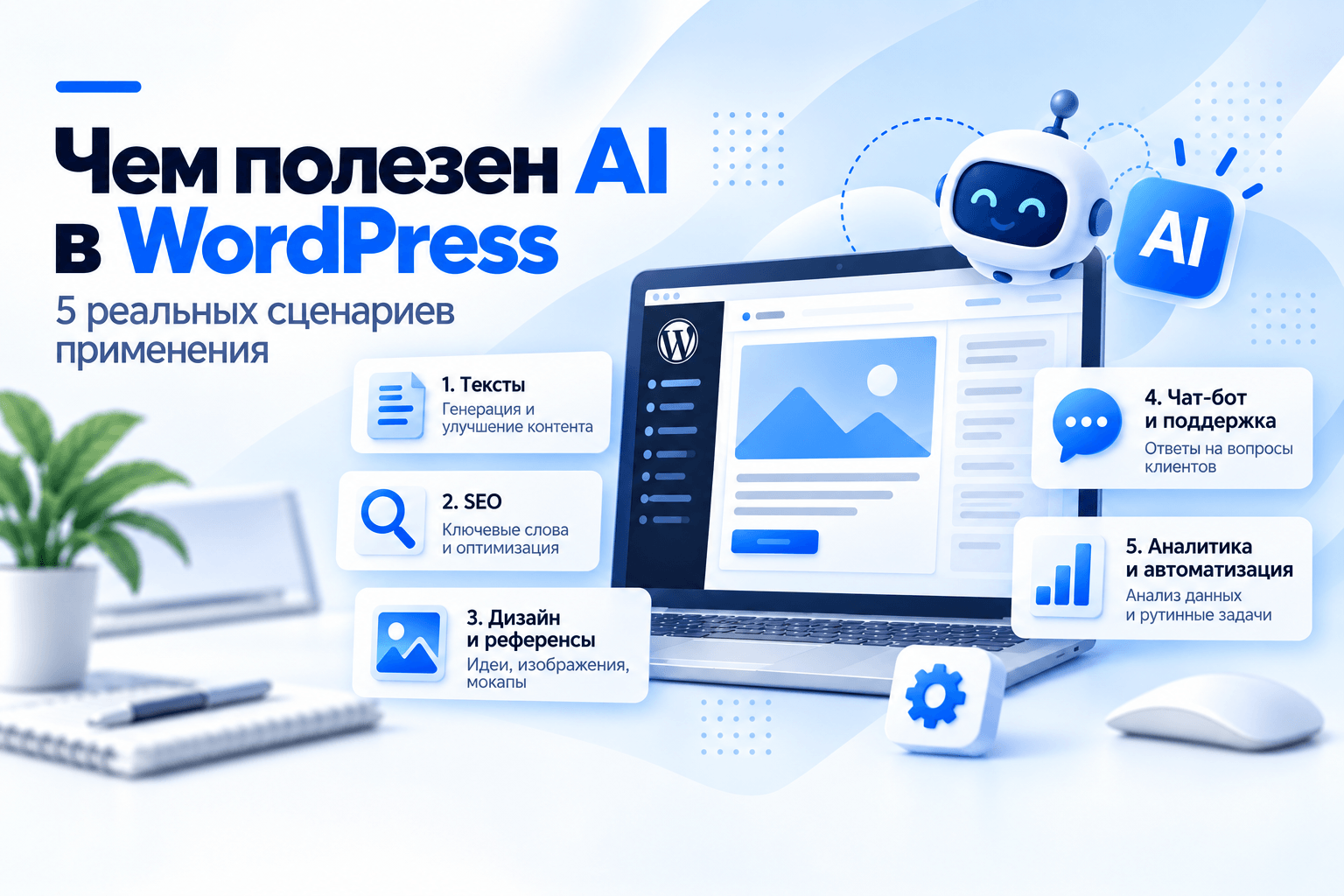 Чем полезен AI в WordPress: 5 реальных сценариев применения